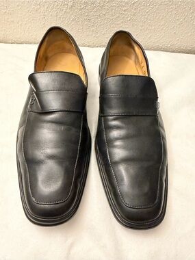 Bally Black Leather Slip-On men Loafers, SZ12, pre-owned